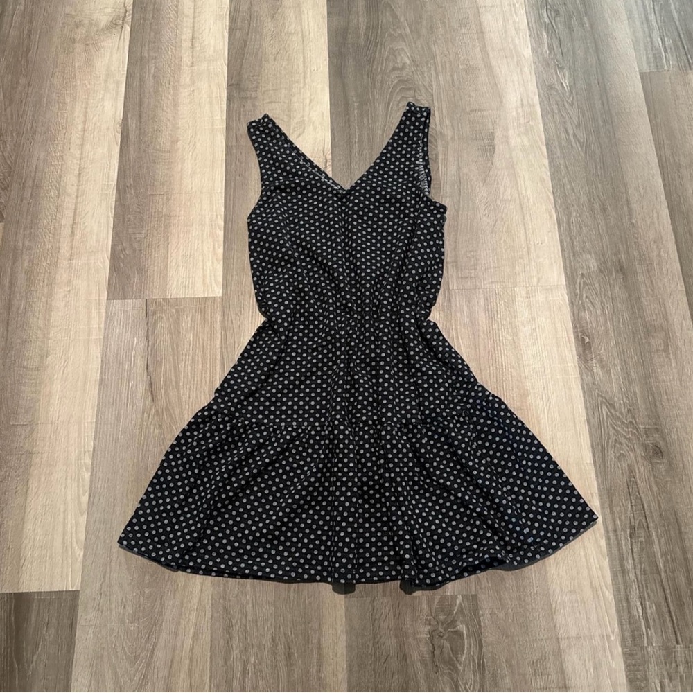 LOFT Black and White Polka Dot Mini Dress